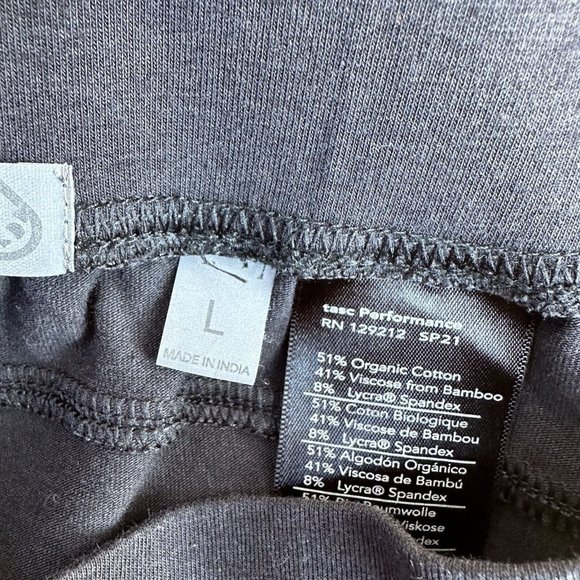 tasc Black Ribbed Pants Women’s Size Large Pockets Organic Cotton Bamboo - Picture 6 of 7